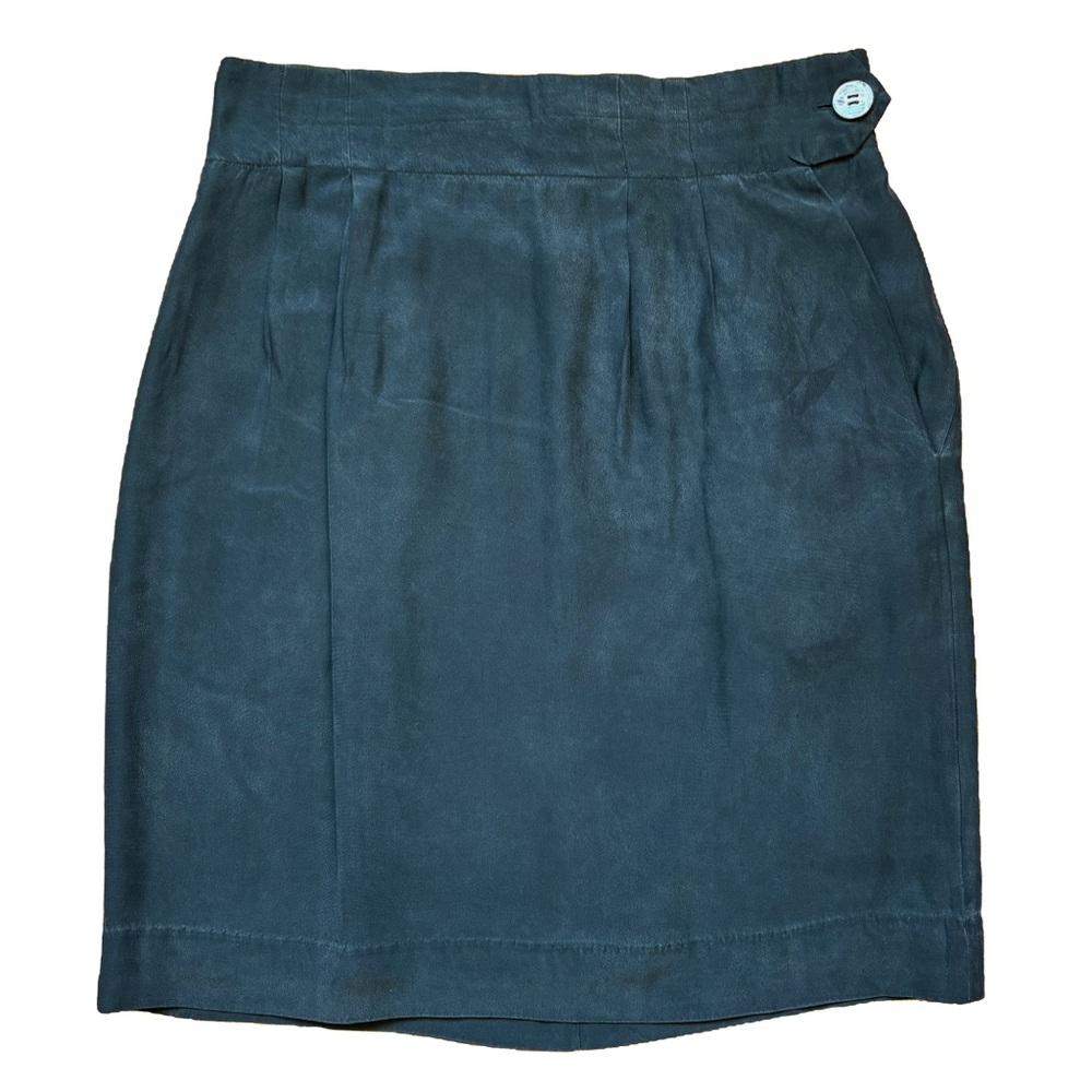 Vintage Kikit silk teal wrap mini skirt size 12
